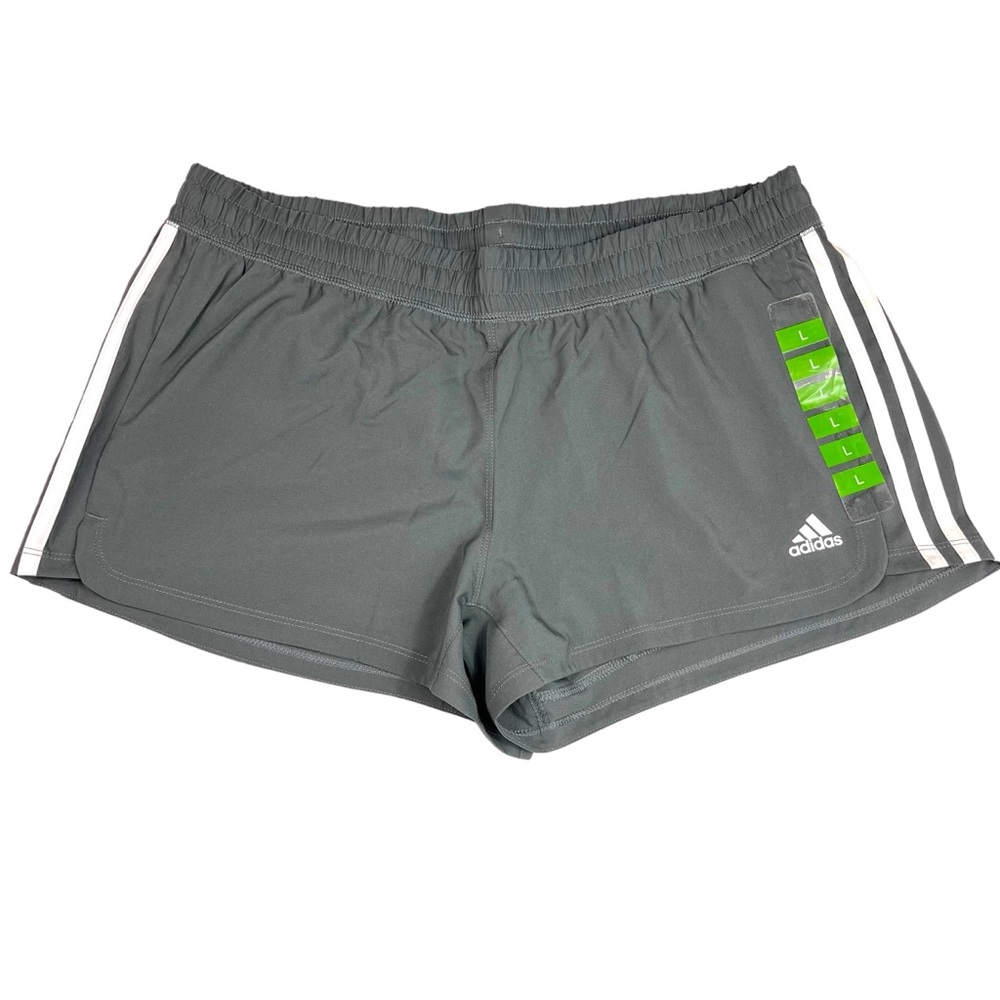 Adidas Women's Grey Pacer 3-Stripes Woven Shorts